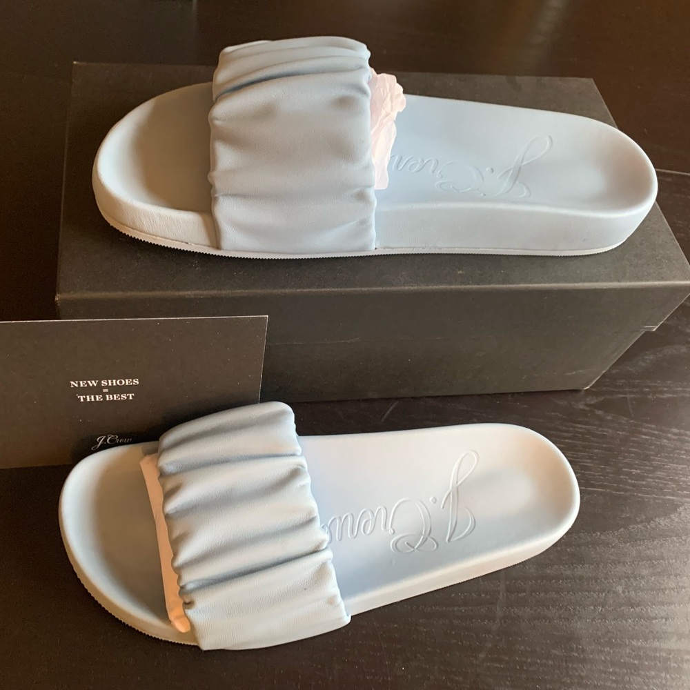 J.crew Womens Pacific Scrunchie Strap Slides Sandals baby  Blue Flat On 8.5